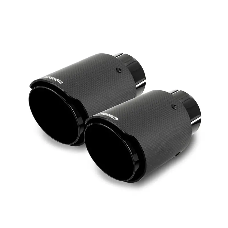 Mishimoto 2X Carbon Fiber Muffler Tip 2.5In Inlet 3.5In Outlet Black 1