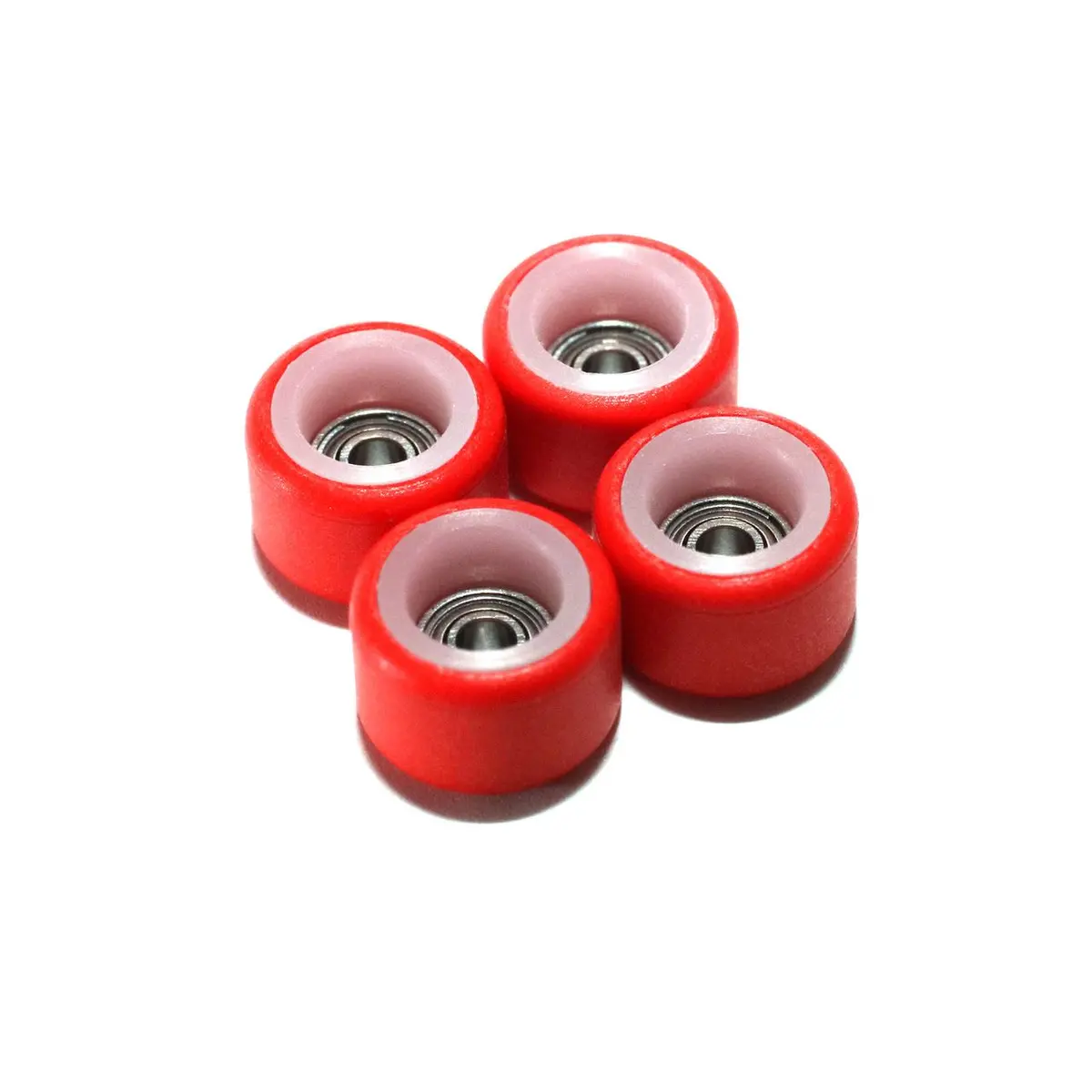 Flatface Fingerboard Dual Durometer Bearing Wheels - White And Red 1