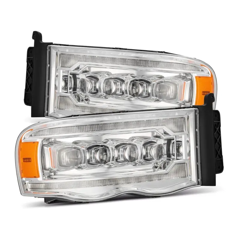 Alpharex 02-05 Dodge Ram 1500 Nova Led Proj Headlights Plank Style Chrome W/Activ Light/Seq Signal 1