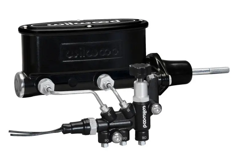 Wilwood Hv Tandem M/C Kit W L/H Bracket & Prop Valve - 7/8In Bore Black-W/Pushrod 1