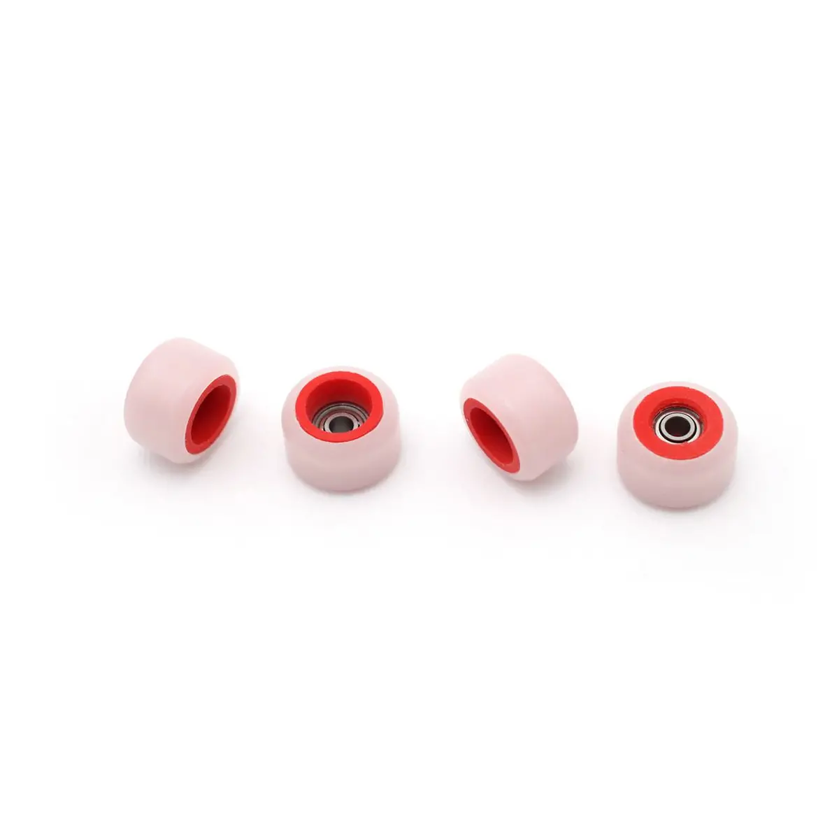 Flatface Fingerboard Dual Durometer V2 Bearing Wheels - Red And White 1