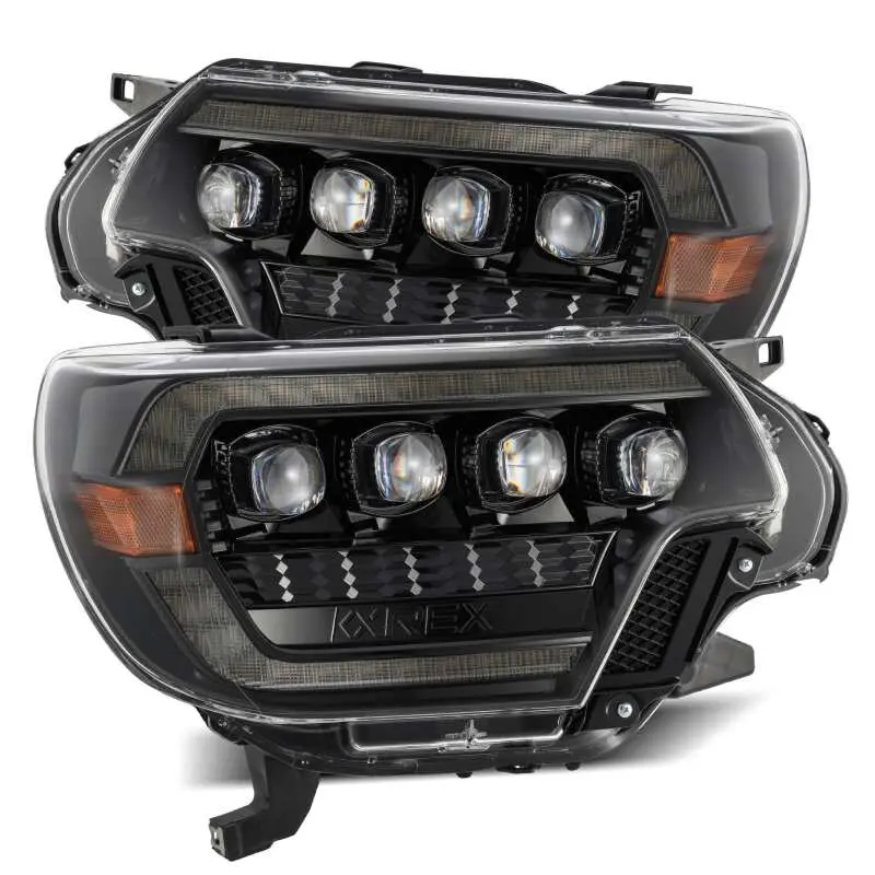 Alpharex 12-15 Toyota Tacoma Nova Led Proj Headlights Plank Alpha Blk W/Activ Light/Seq Signal/Drl 1