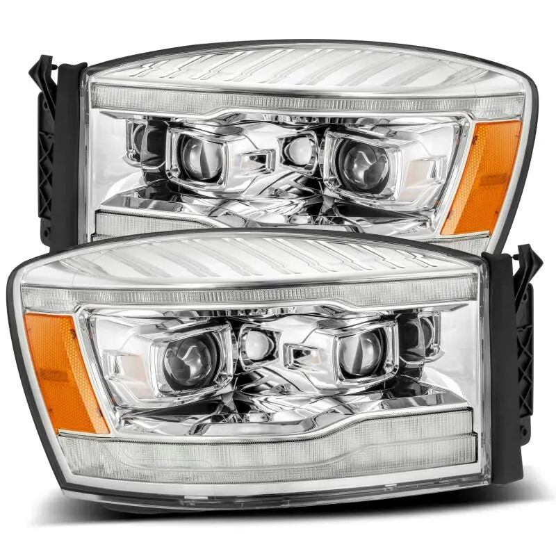 Alpharex 06-08 Dodge Ram 1500Hd Luxx Led Projector Headlights Plank Style Chrome W/Seq Signal/Drl 1