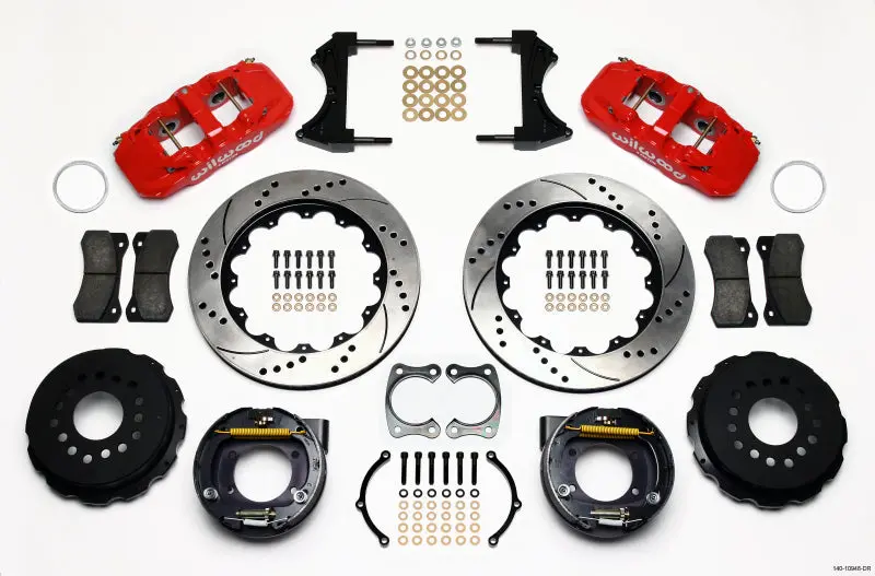 Wilwood Aero4 Rear P-Brake Kit 14.00In Drill Red Big Ford New Style 2.50In Offset 1
