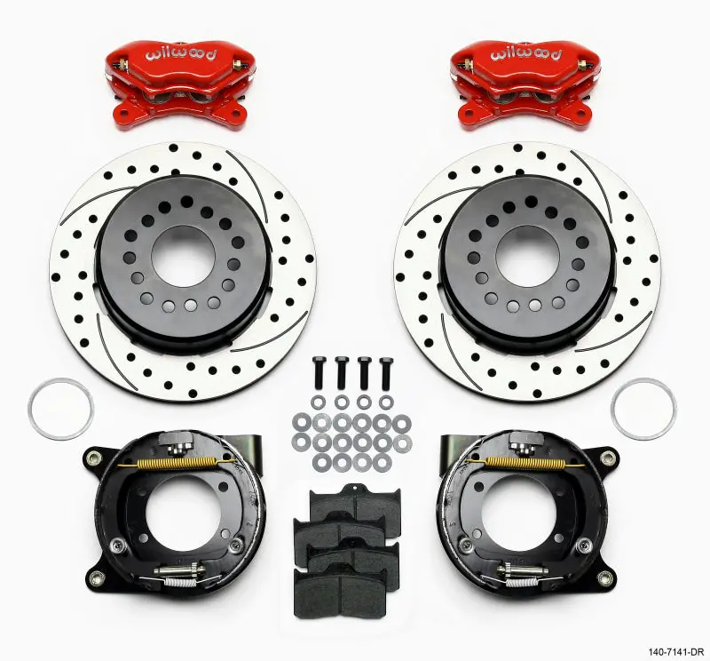 Wilwood Forged Dynalite P/S P-B Kit Drilled-Red Chevy 12 Bolt W/ C-Clips 1