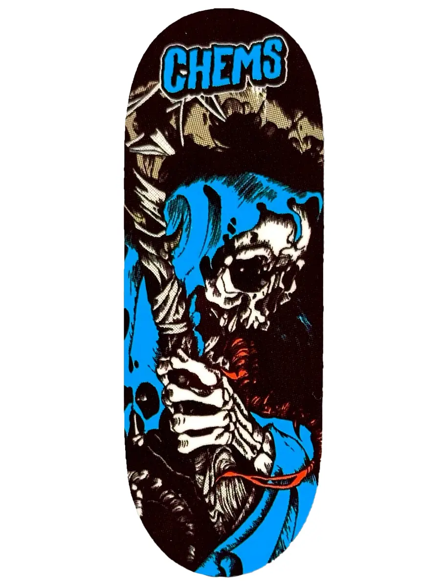 Chems Fingerboard Deck - Black And Blue Grim 1