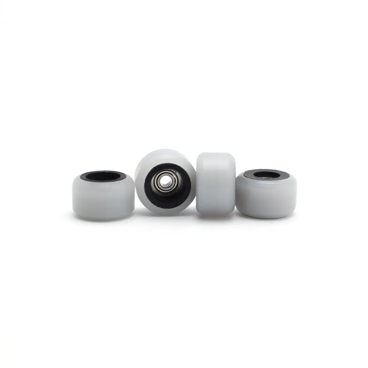 Flatface Fingerboard Dual Durometer V2 Bearing Wheels - Black And White 1