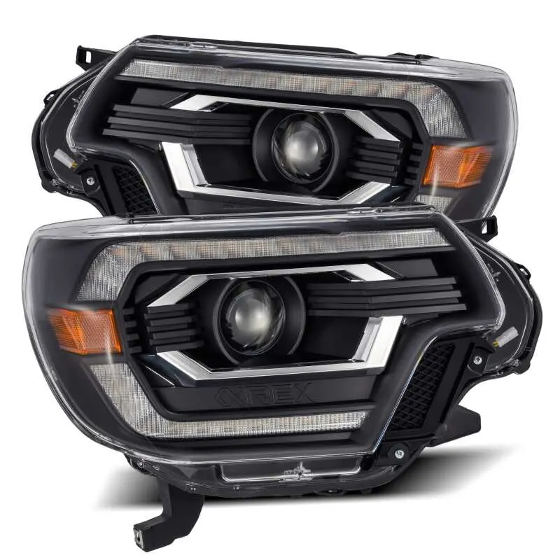 Alpharex 12-15 Toyota Tacoma Luxx Led Projector Headlights Plank Style Black W/Drl 1