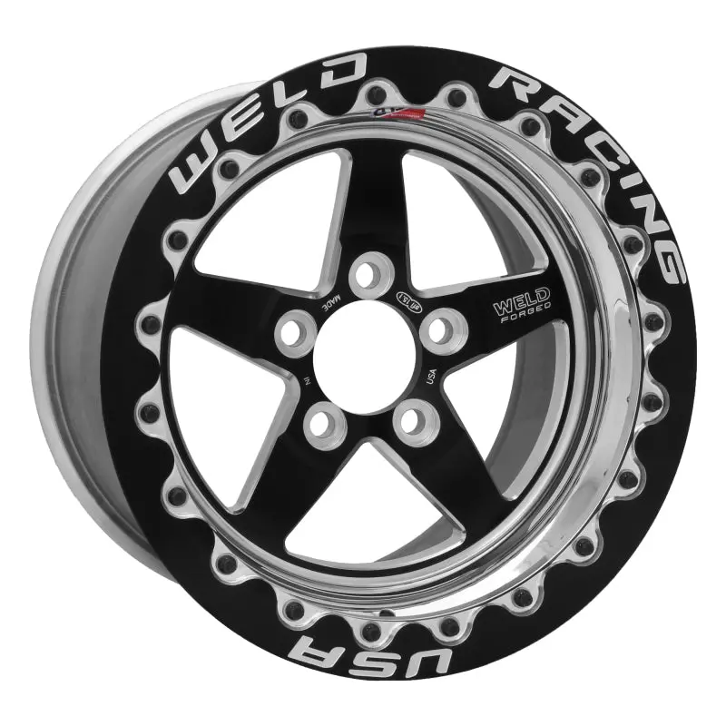 Weld S71 15X10.33 / 5X120mm Bp / 7.5In. Bs Black Wheel (Medium Pad) - Black Single Beadlock Mt 1