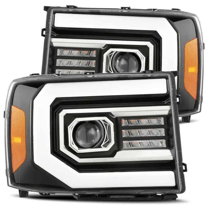 Alpharex 07-13 Gmc Sierra 1500 (No Clsc) Luxx-Series Led Proj Hl Jet Blk W/Actv Lgt & Seq.Sig / Drl 1