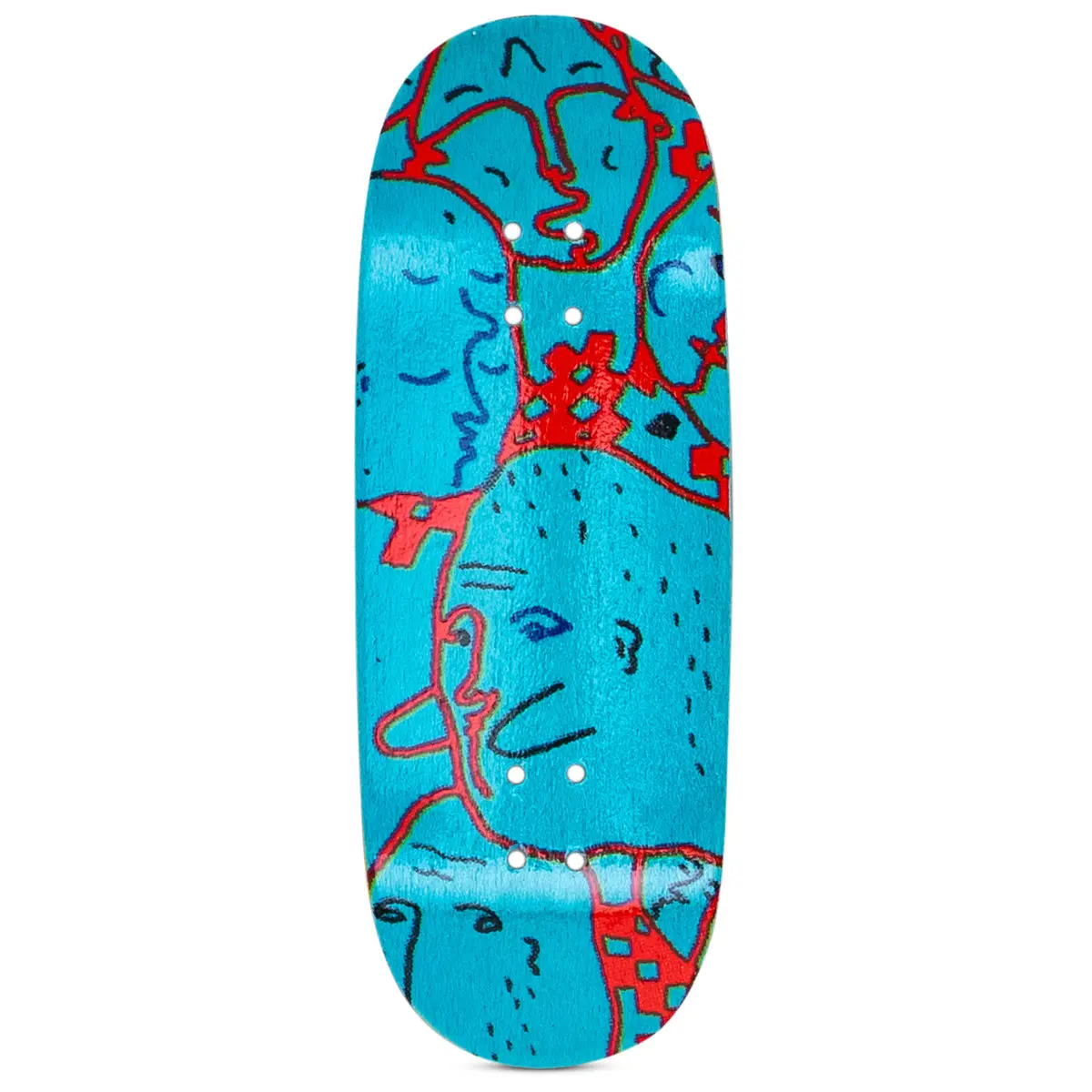 Dk Real Wear Fingerboard Deck - Faces Blue Graphic 1