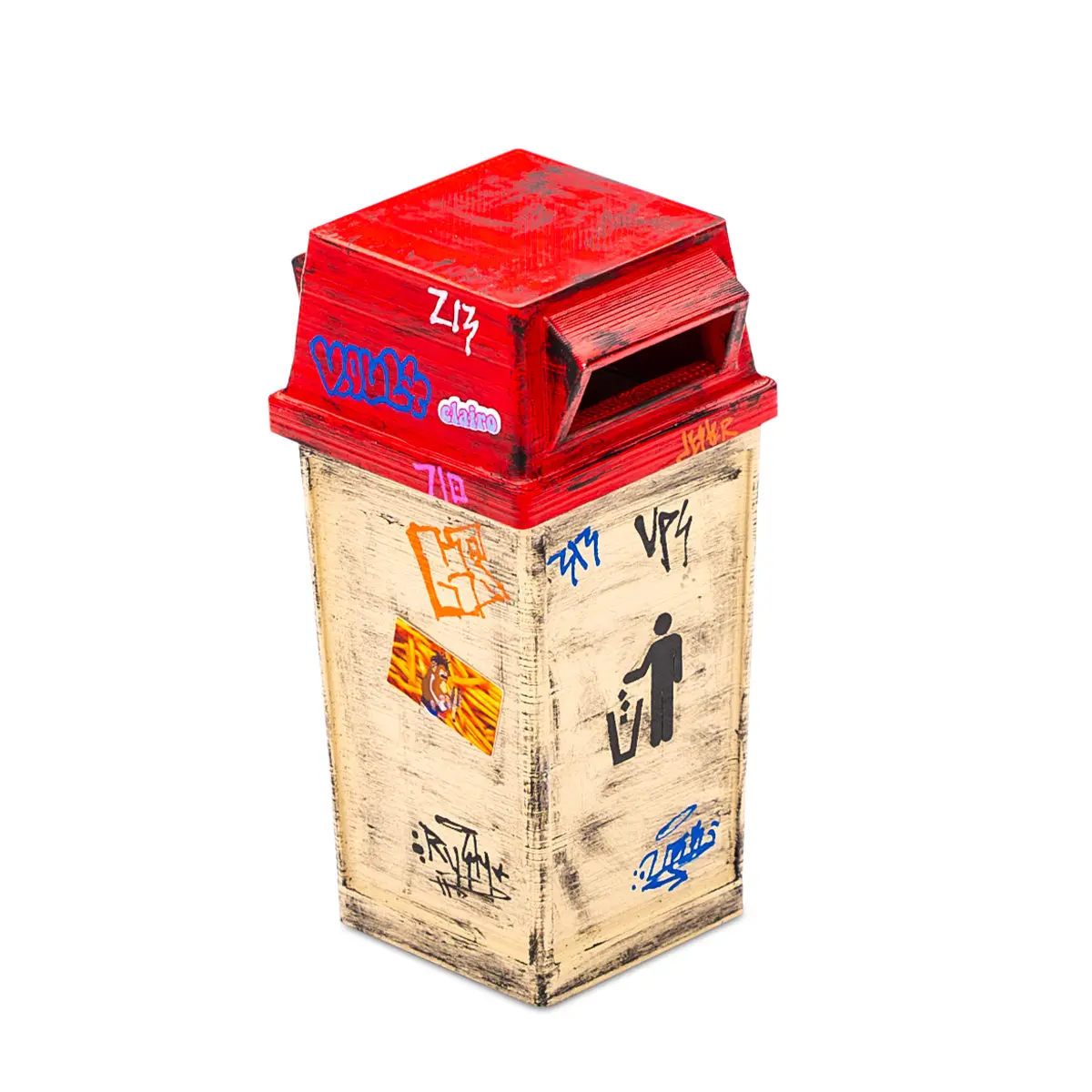 Futureboundprints Fingerboard Ramp - Thrashed Municipal Park Trash Bin 1
