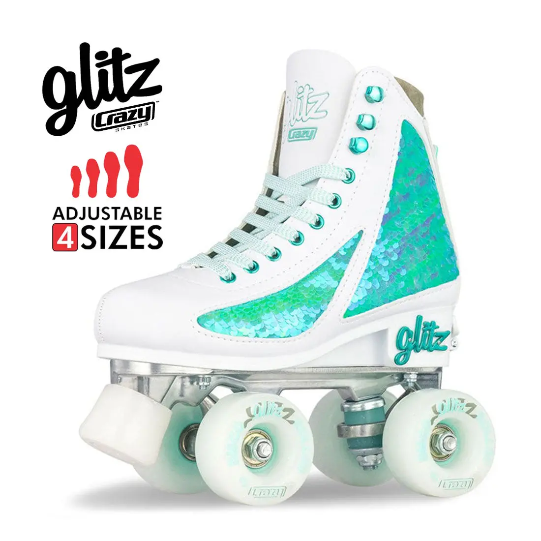 Crazy Disco Glitz Turquoise - Kids Adjustable 1