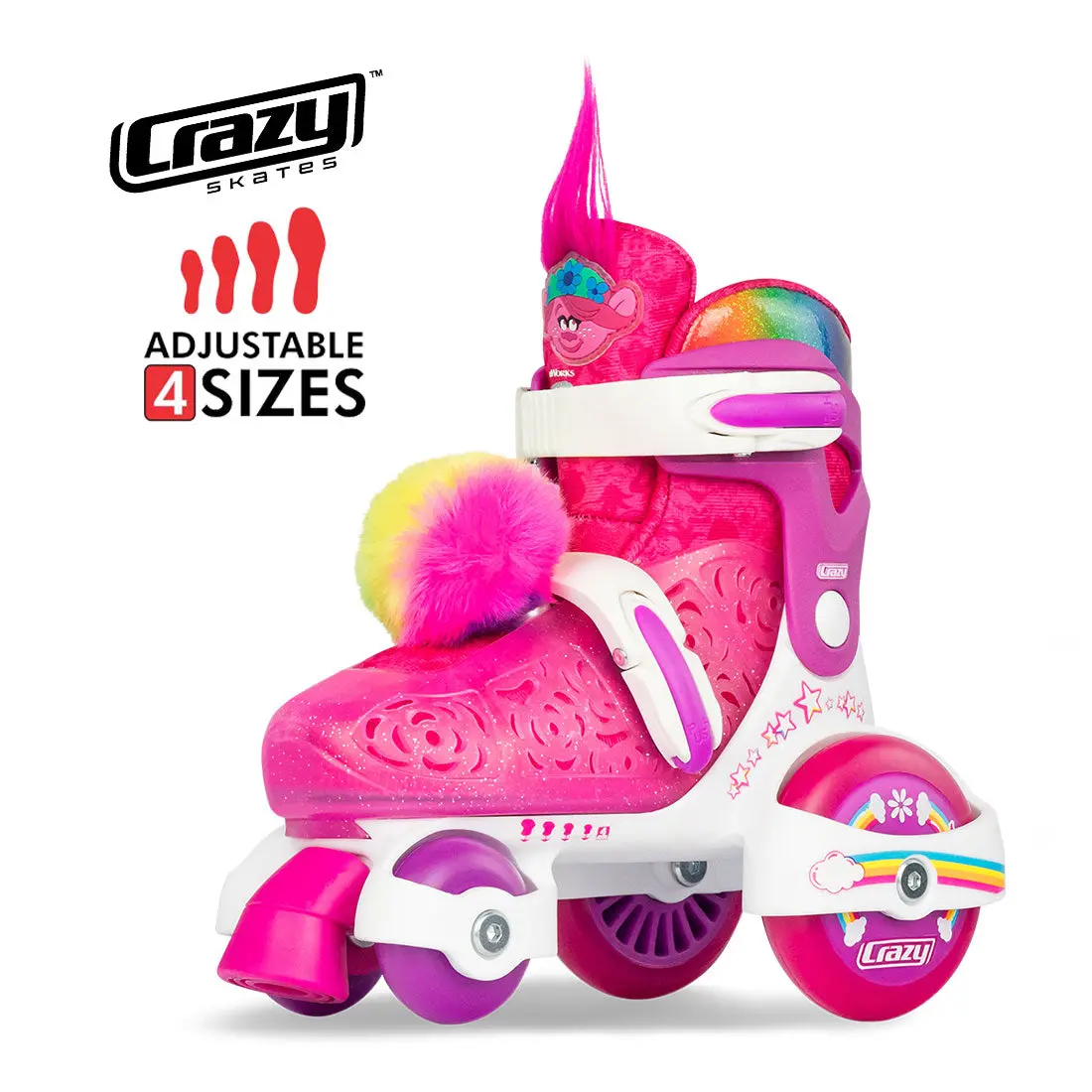 Crazy Klip Klop Trolls Junior Skates - Poppy Pink 1