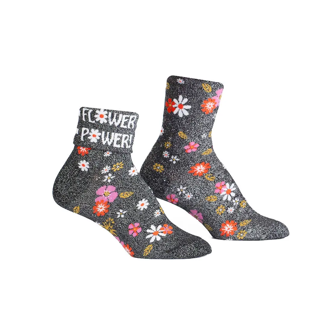 Sock It To Me - Turn Cuff Crew - Flower Power 1