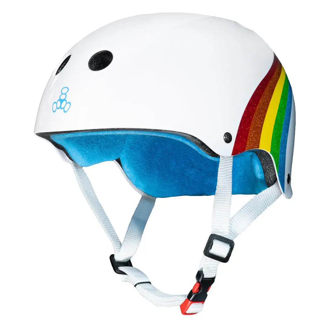 Triple 8 The Cert Ss Helmet - Rainbow White Gloss 1