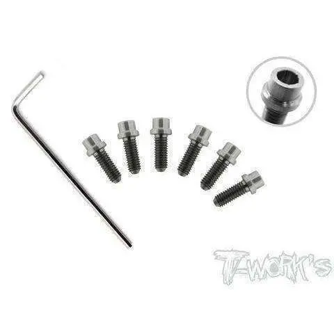 Tworks 64 Titanium Metric Rear Wheel Screw Set For X12 And Other Pan Cars.  M3 (6Pcs) 1