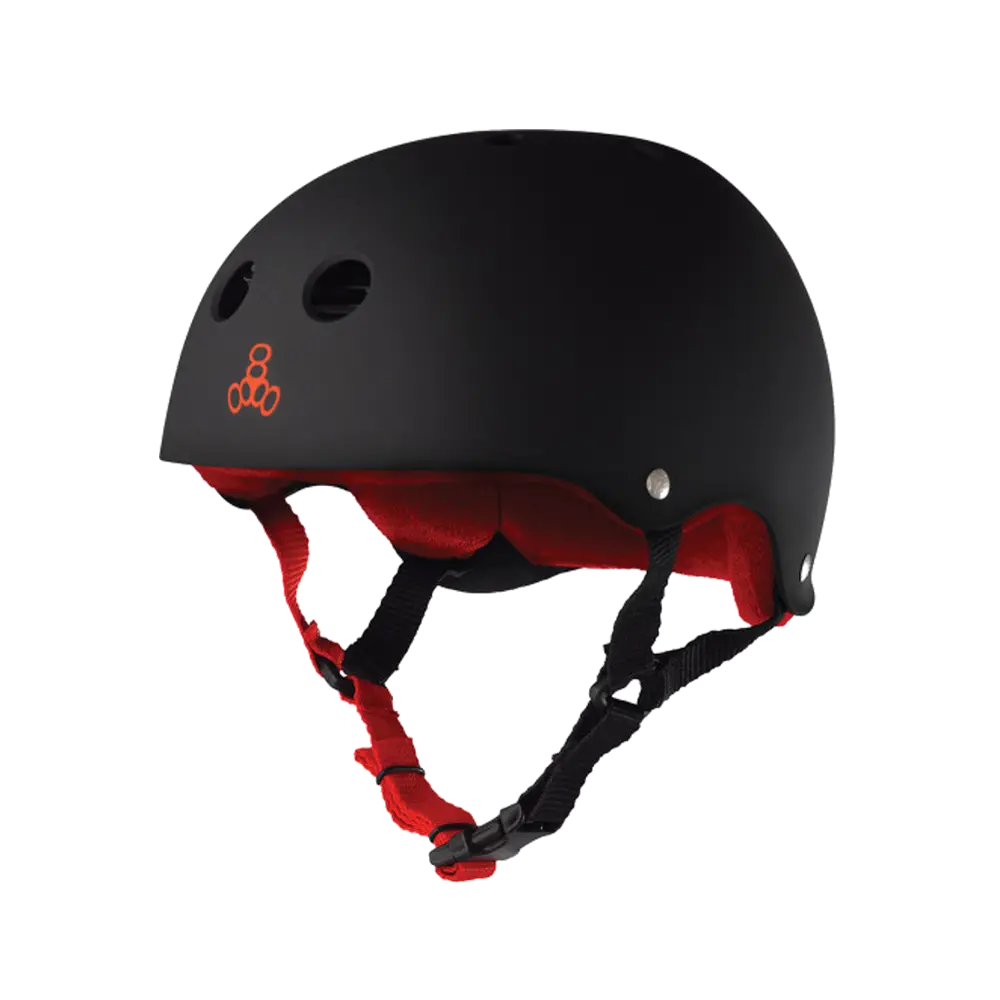 Triple 8 Sweatsaver Helmet - Black Rubber/Red 1