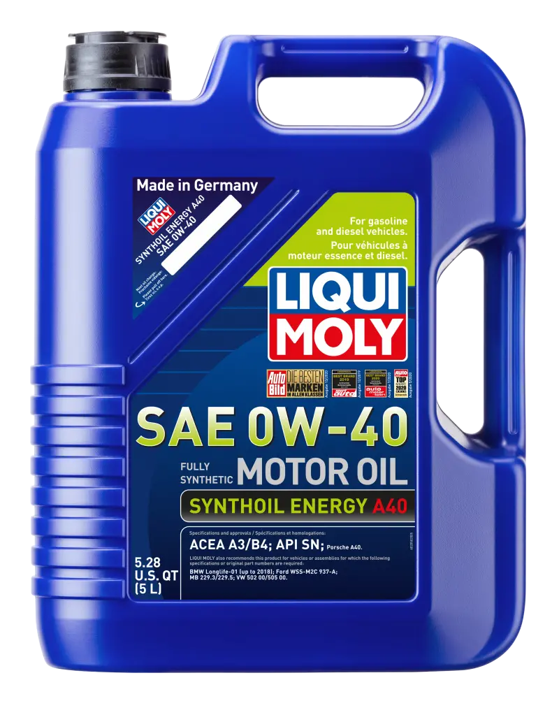 Liqui Moly 5L Synthoil Energy A40 Motor Oil Sae 0W40 1