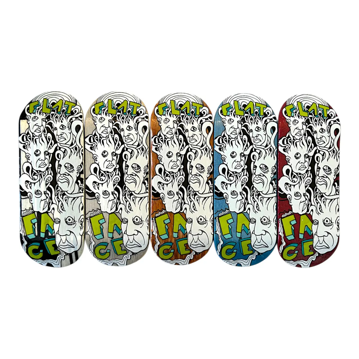 Flatface X Cowply G16 Fingerboard Deck - Zeph Special Green Text 1