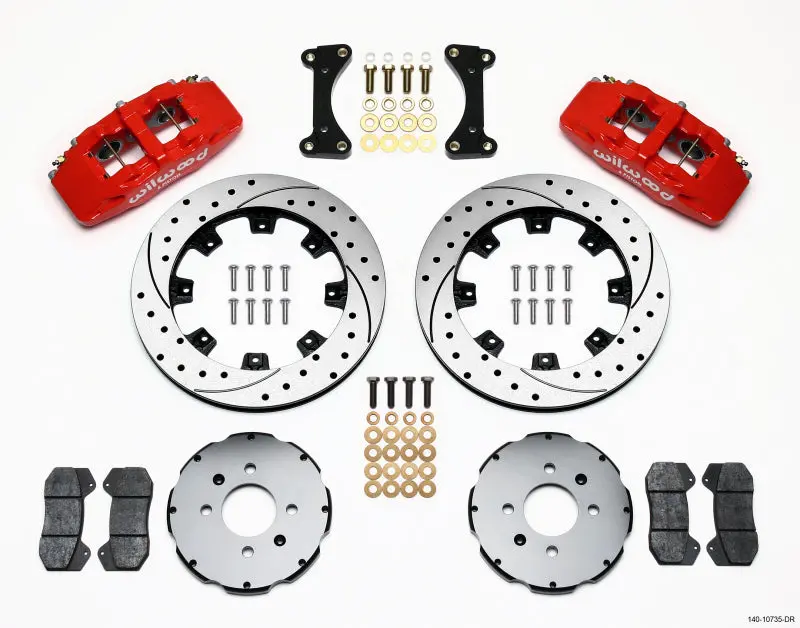 Wilwood Dynapro 6 Front Hat Kit 12.19In Drilled Red 94-01 Honda/Acura W/262Mm Disc 1