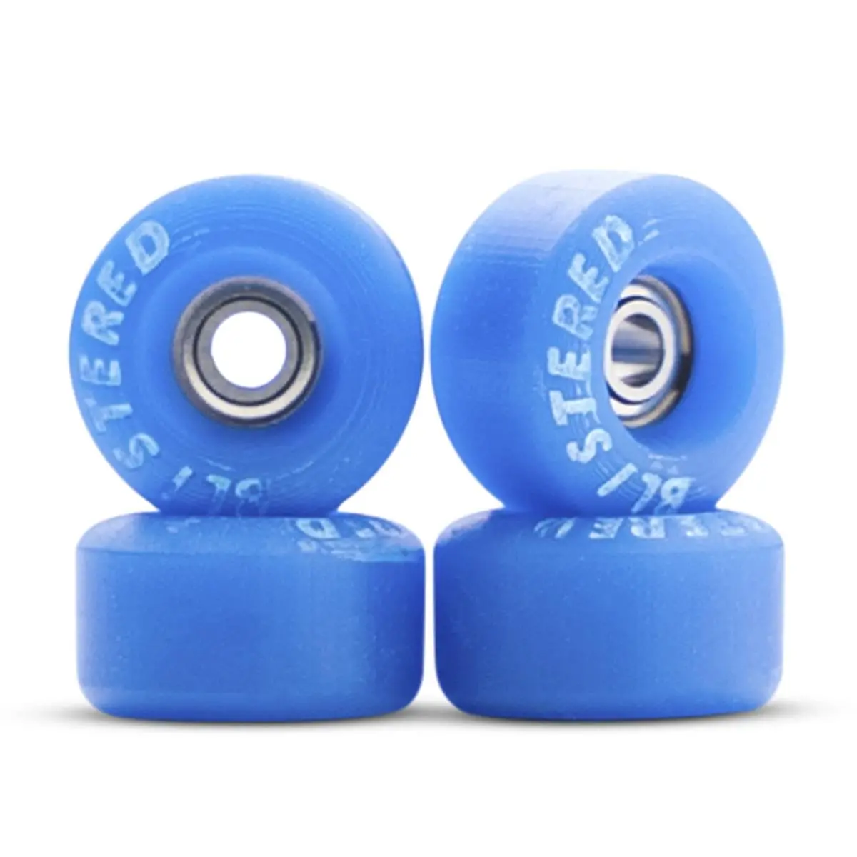 Blistered V5 Street Fingerboard Wheels - Blue And Light Blue Text 1