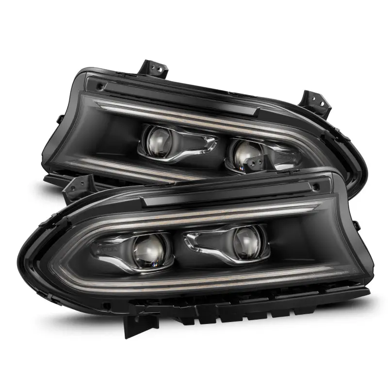 Alpharex 15-23 Dodge Charger Luxx-Series Led Proj Headlights Black W/Activtn Lgt & Seq.Sig / Sb Drl 1
