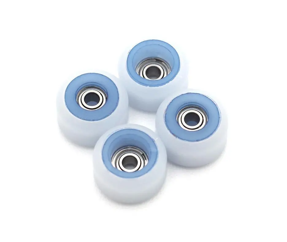 Flatface Fingerboard Dual Durometer V2 Bearing Wheels - Blueberry And White 1