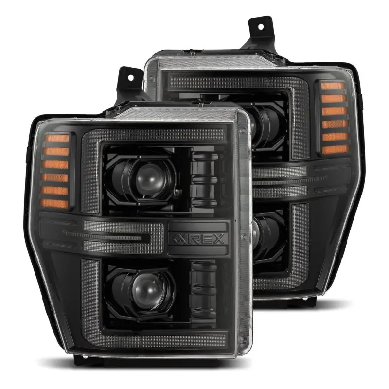Alpharex 08-10 Ford F250-550 Luxx-Series Led Projector Headlights Alpha-Blk W/Activ Light/Seq Signal 1