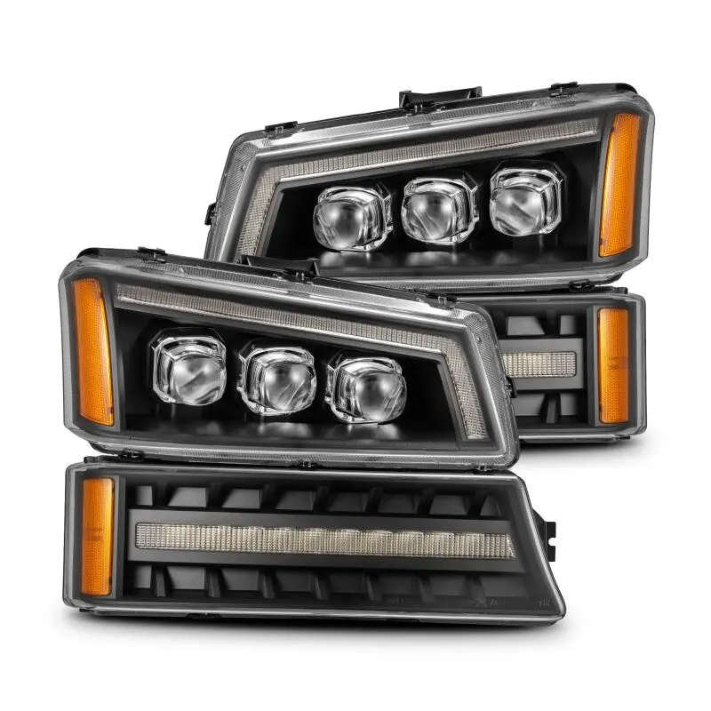 Alpharex 03-06 Chevy Silverado 1500/2500Hd/3500Hd/Avalanche Black Nova Led Proj Headlights 1