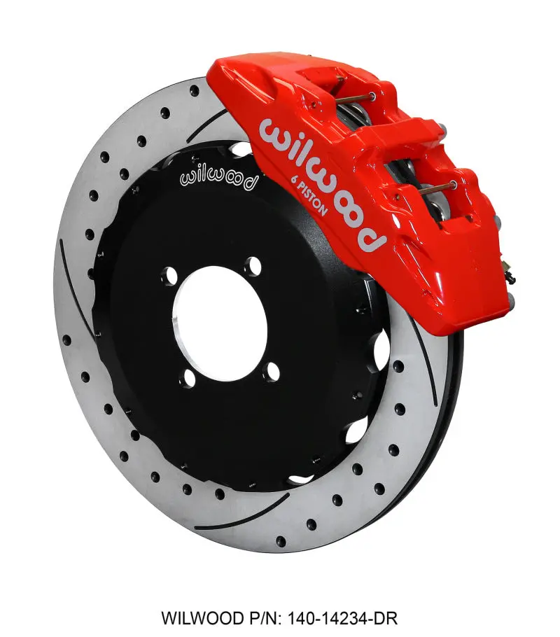 Wilwood Dynapro 6 Front Hat Kit 12.88In Drilled Red 2016-Up Mazda Mx5 Miata W/ Lines 1