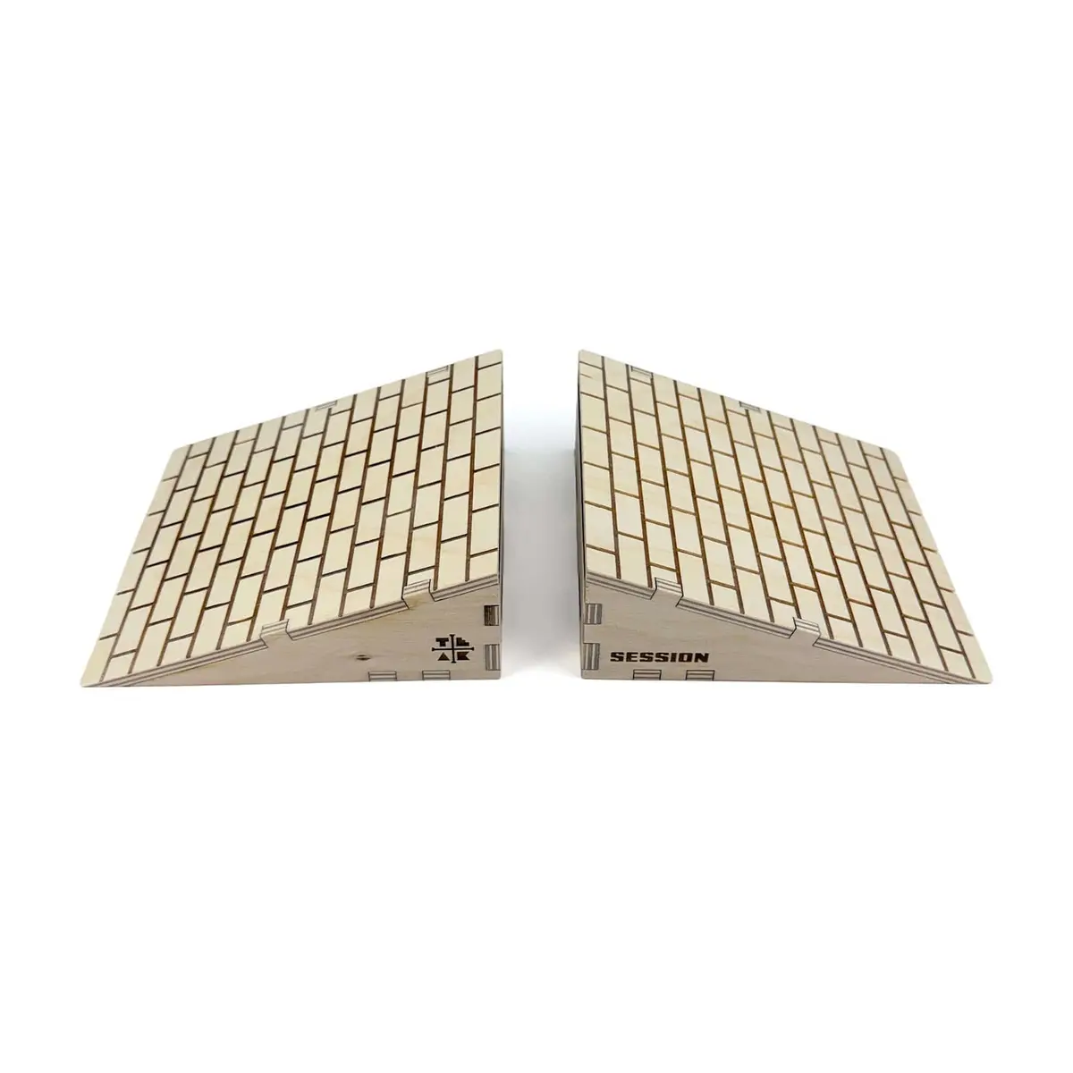 Teak Tuning Fingerboard Ramp - Wooden Kicker W/ Brick Texture 1