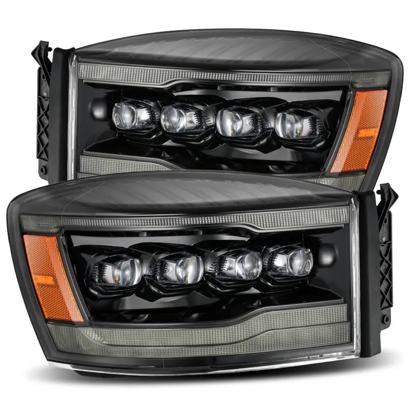 Alpharex 06-08 Ram 1500Hd Nova Led Proj Headlights Plank Style Alpha Blk W/Seq Signal/Drl/Amber Led 1