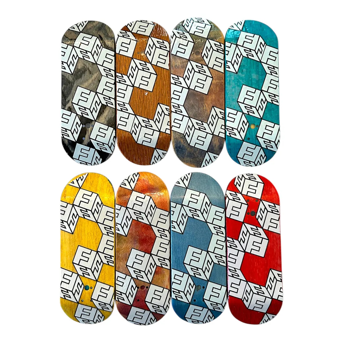 Flatface X Cowply G15.12 Fingerboard Deck - White Cubes Se 1