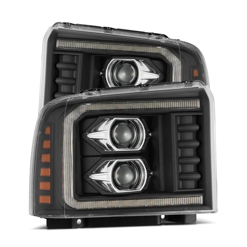 Alpharex 05-07 Ford F250/350/450/550 Super Duty Luxx Led Proj Hl Blk W/Actv Light & Seq Sig + Sb Drl 1