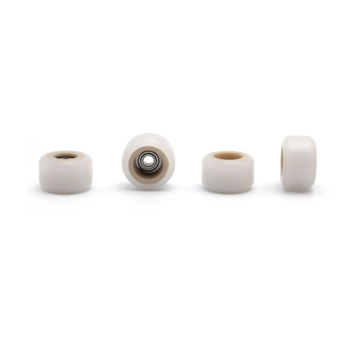 Flatface Fingerboard Dual Durometer V2 Bearing Wheels - Tan And White 1