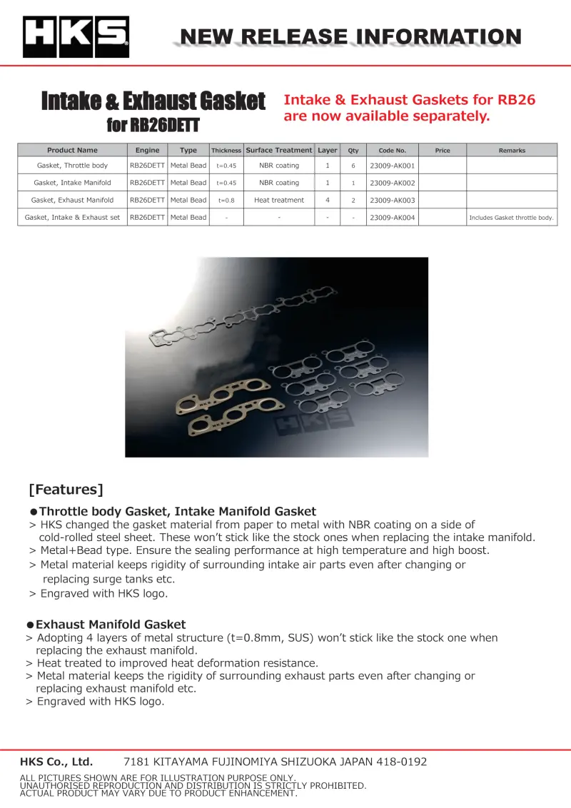 Hks Rb26dett Exhaust Manifold Gasket 1