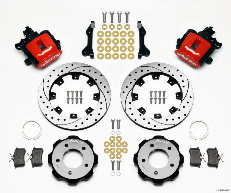 Wilwood Combination Parking Brake Rear Kit 12.19In Drilled Red 2006-Up Civic / Crz 1