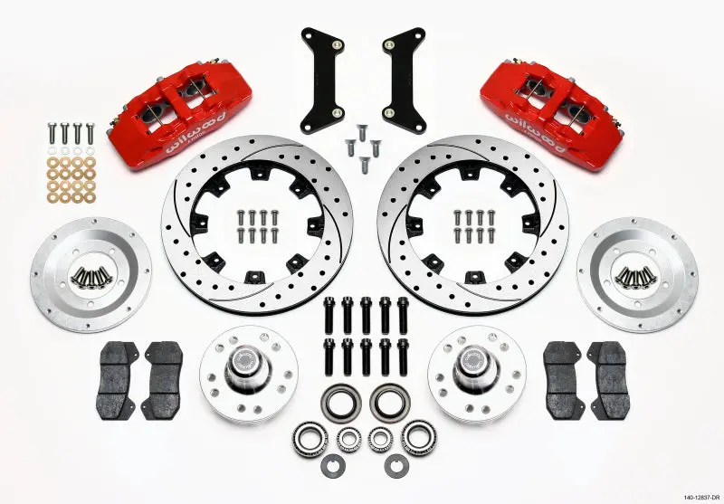 Wilwood Dynapro 6 Front Hub Kit 12.19In Drilled Red 79-87 Gm G Body 1