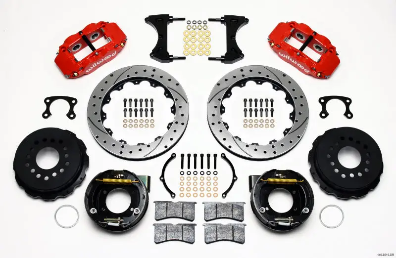 Wilwood Narrow Superlite 4R Rear P-Brk Kit 12.88In Drill Red Big Ford New Style 2.50In Offset 1