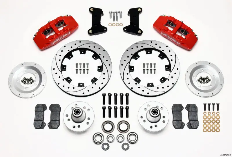 Wilwood Dynapro 6 Front Hub Kit 12.19In Drilled Red 74-80 Pinto/Mustang Ii Disc Spindle Only 1