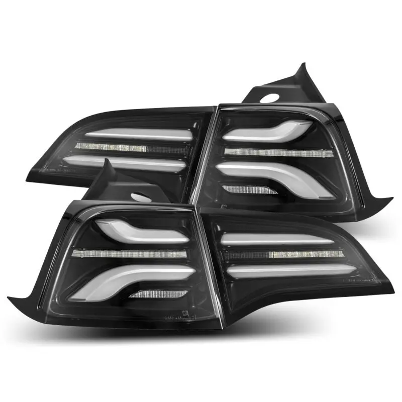 Alpharex 20-22 Tesla Model Y Pro-Series Led Tail Lights Jet Black W/Seq Sig 1