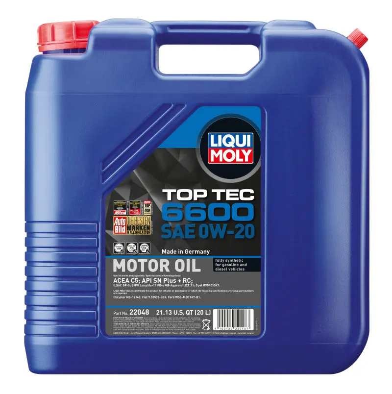 Liqui Moly 20L Top Tec 6600 Motor Oil Sae 0W20 1