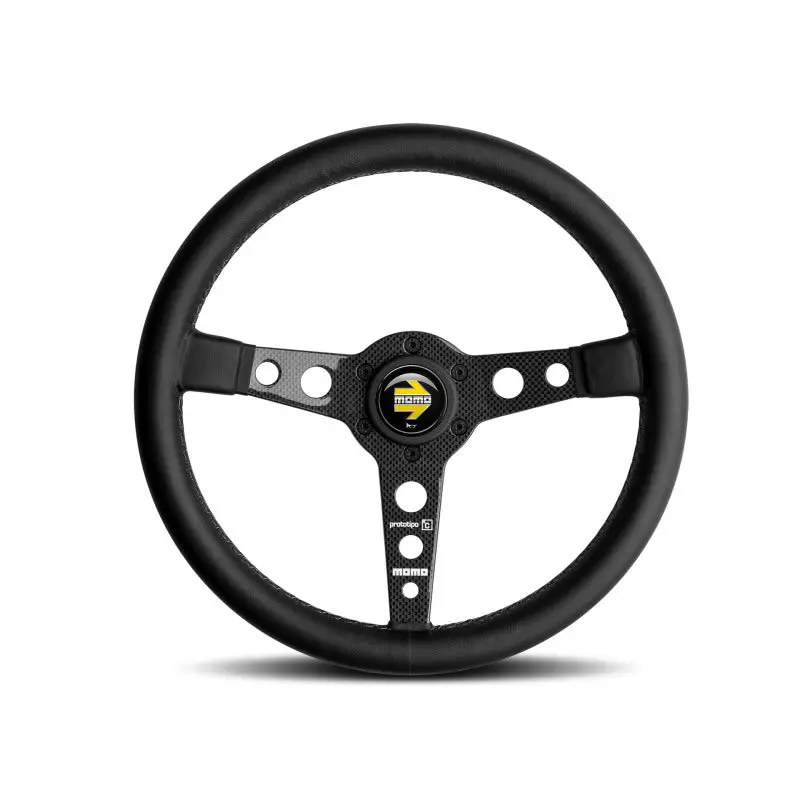 Momo Prototipo 6C Steering Wheel 350 Mm - Black Leather/Gry St/Cbn Fbr Spoke 1