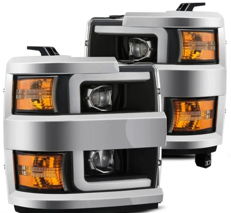 Alpharex 15-19 Chevy Silverado 2500/3500 Luxx-Series Proj. Headlights Blk W/Actv Seqsig & Sbdrl 1