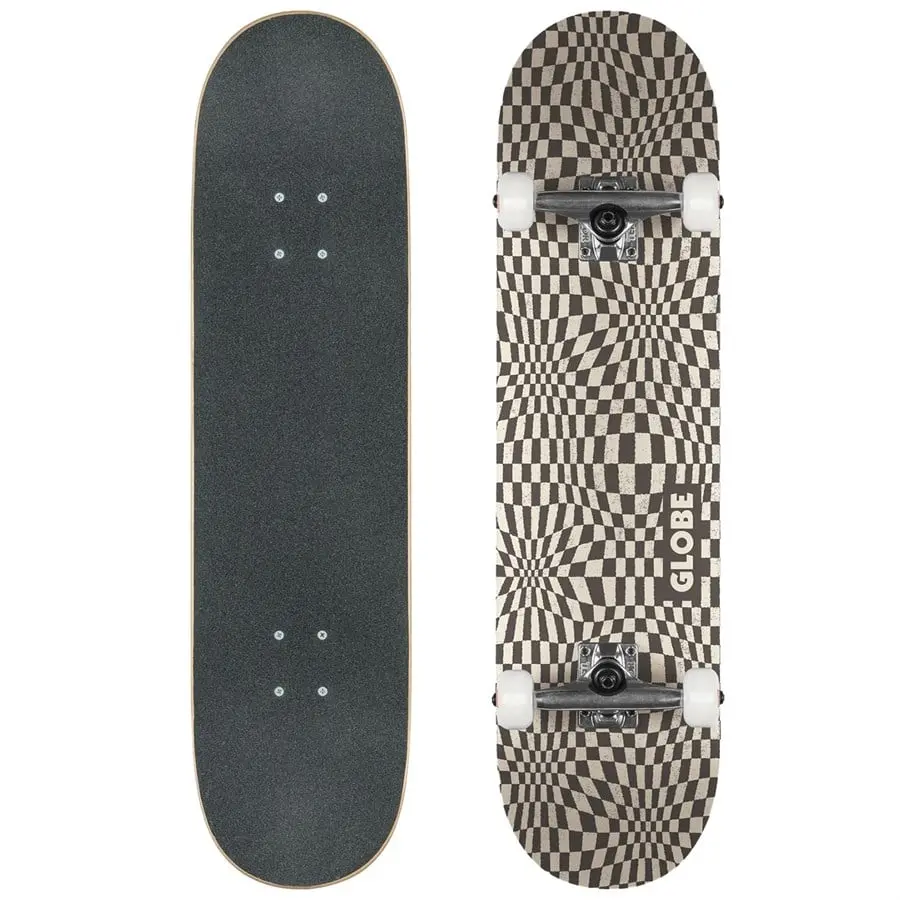 G0 Checked Out 8.0" Complete Skateboard - Black/Off-White 1