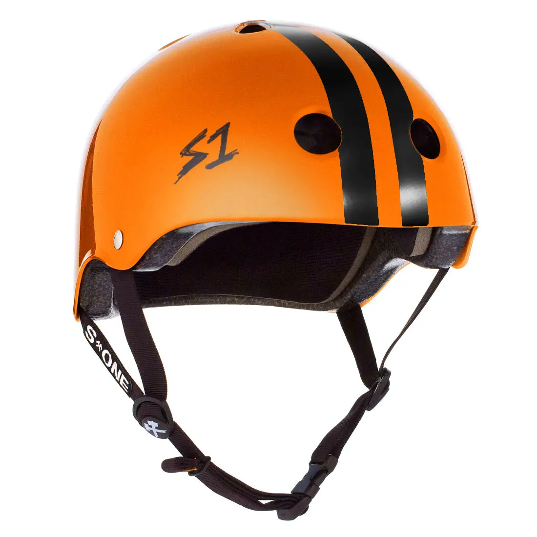 S-One Lifer Helmet - Bright Orange/Black Stripes 1