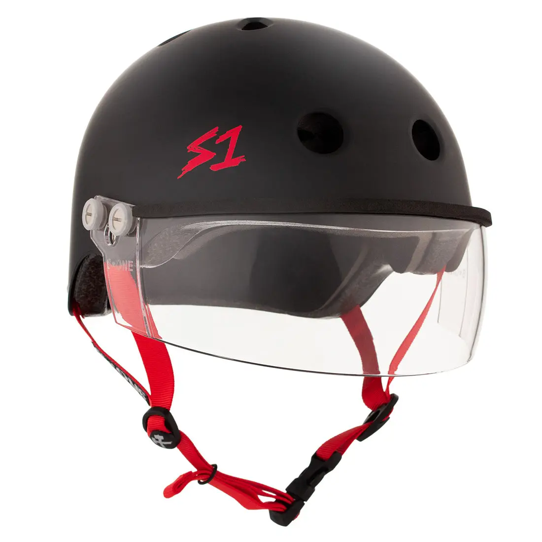S-One Visor Lifer Helmet - Black/Red Matte 1