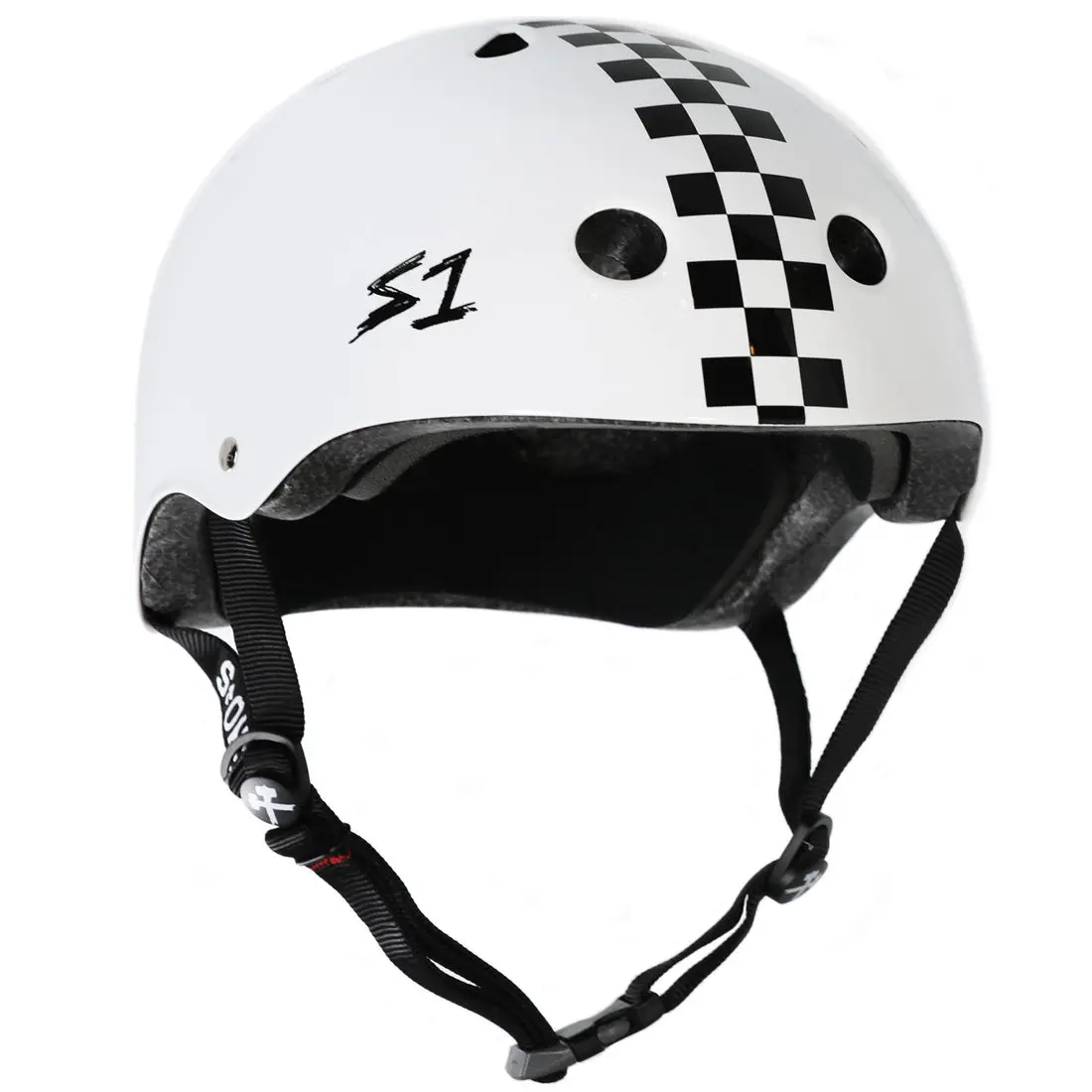 S-One Mega Lifer Helmet - White Gloss/Black Checkers 1