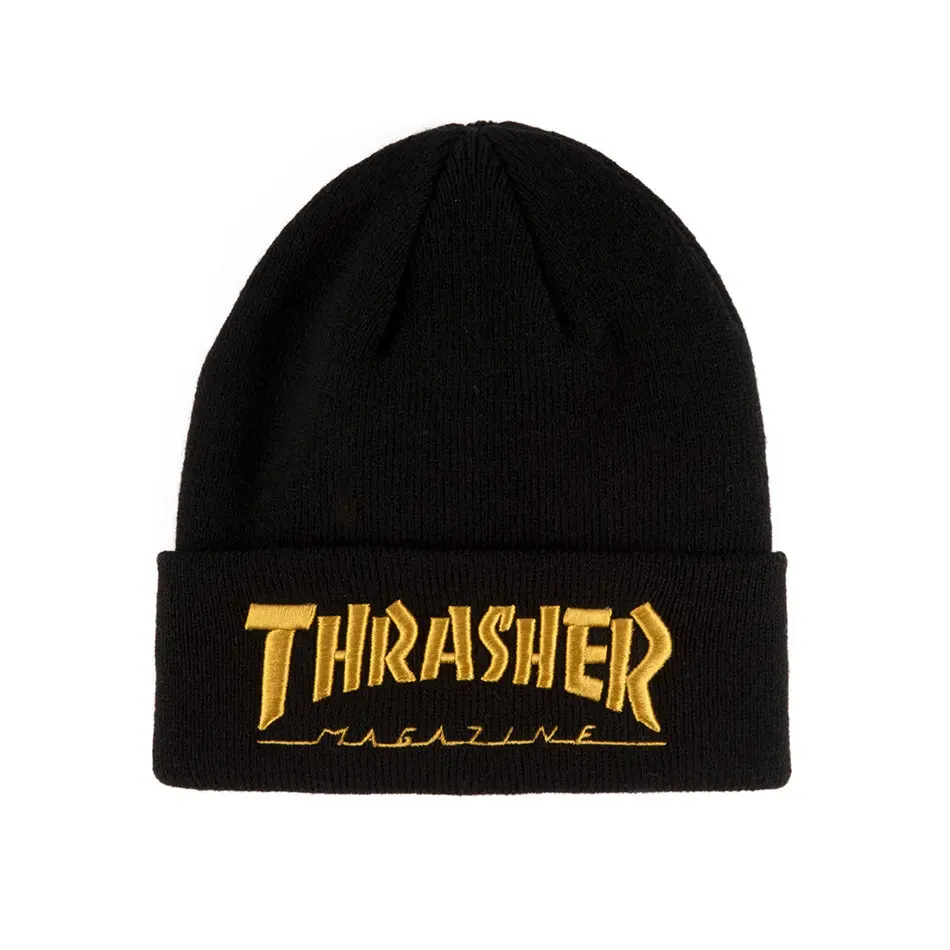 Thrasher Embroidered Beanie - Gold 1